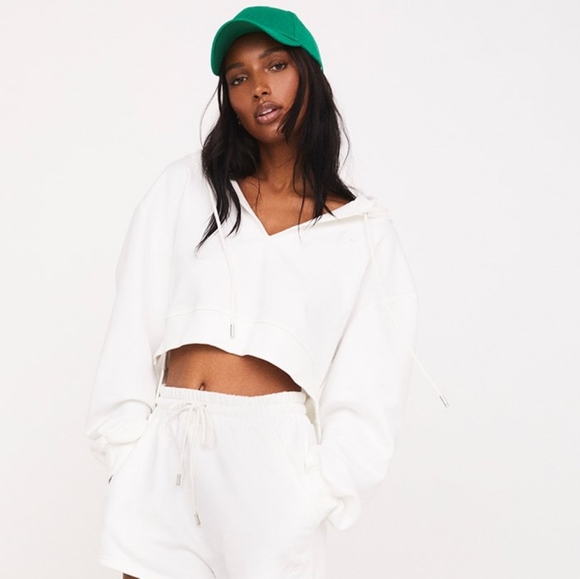WHITE Harper Sweatshirt Hoodie Crop Top RARE Lemon - Picture 6 of 11